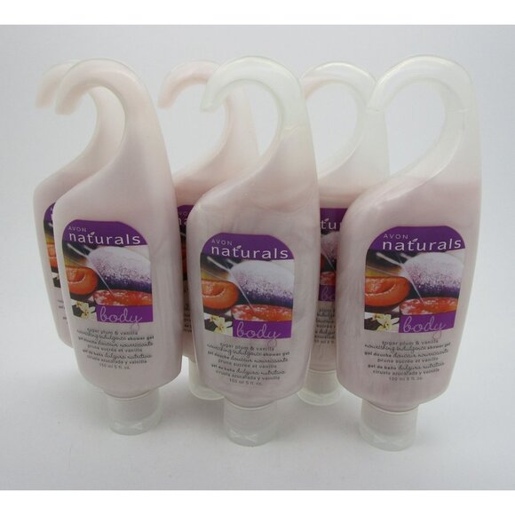 AVON NATURALS Sugar Plum & Vanilla Shower Gel - Lot of 6 - 5 oz. each